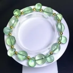 【仕入れ価格】高品質グリーンフローライト (虹あり) デザインブレス