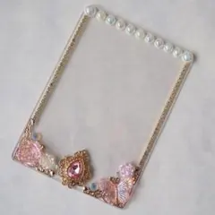 硬質ケースデコ B7 デコケース　 L版ブロマイド　ラインストーン ピンク系