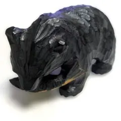 木製クマの彫刻 黒