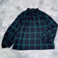 nolley's【38】ブラウス　グリーン　チェック柄　薄手　レディース