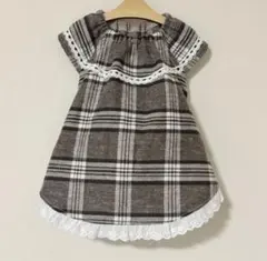 【SALE】Sサイズ＊チェック柄ワンピース（ブラウン）