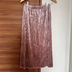 GU ピンクベルベット　プリーツスカートのサムネイル