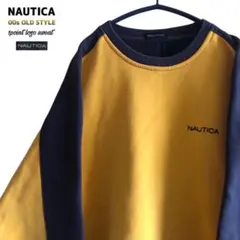 【一点物】00sノーティカNAUTICAロゴ刺繍リンガースウェット サイドライン