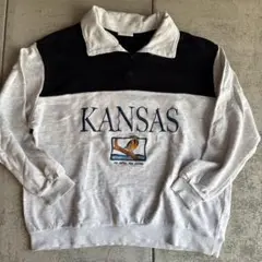 KANSAS ハーフジップトレーナー Fサイズ グレー/ブラック