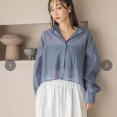 ローリーズファーム　シアーシャツ ショート　ブルーのサムネイル