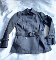 ユニクロ ブラックトレンチコート ダブルブレスト ベルト付き