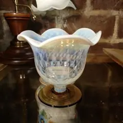 大正ガラス　和ガラス　氷カップ　朱色縁　水玉模様　ドット模様　アンティーク 大正ガラス 和ガラス 氷カップ 朱色縁 水玉模様 ドット模様