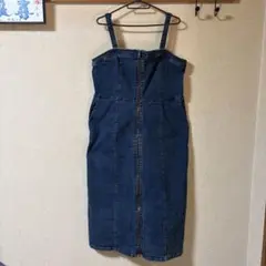 GU デニムサロペット 3XL ダークブルースカート 大きいサイズ