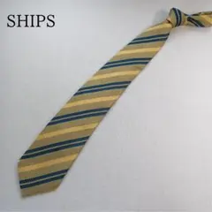 シップス ネクタイ 黄色×紺色 レジメンタル シルク カジュアル【n7345】