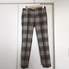 美品　グリーンレーベルリラクシング チェック柄 テーパードパンツ