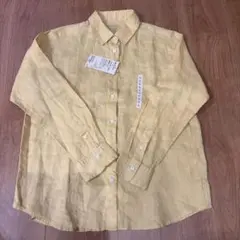 【新品】無印良品　麻100%イエロー リネン 長袖シャツ Lサイズ