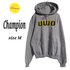 チャンピオン　フーディー　スウェットシャツ　パーカー　目玉ロゴ　灰　メンズ M