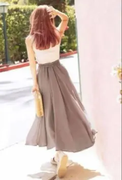 GRL グレイル ギャザーロングフレアスカート ブラック　タグ付き