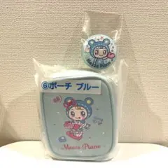 Mezzo Piano メゾピアノ 当たりくじ ポーチ ブルー 刺繍缶バッジ