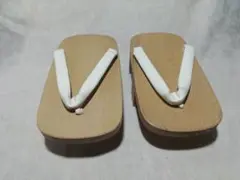 ♪男物の下駄　白鼻緒　革鼻緒？　未使用