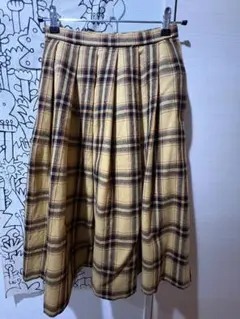 黄色 チェック タックスカート