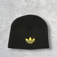 90s adidas ニット帽 シングル ビーニー ゴールド 刺繍