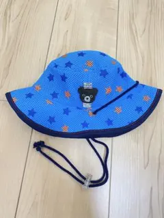 星柄メッシュ帽子 クマ刺繍付き　ダブルビー
