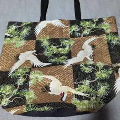 〇超ドでか〇鶴柄バケツ型エコバッグ