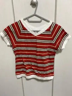 ［再値下げ］BLUEBERRY キッズ マルチボーダーVネック Tシャツ