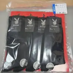 【未使用タグ付】PLAYBOY メンズ クルーソックス 4足組 25-27cmのサムネイル