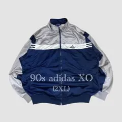 90s adidas 万国旗トラックジャケットXOネイビーシルバーテック