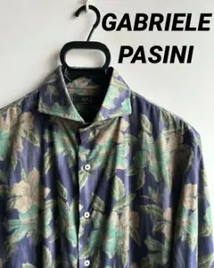 【美品】GABRIELE PASINI シャツ 花柄 ネイビー ルーマニア製のサムネイル