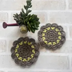 【ハンドメイド】ナチュラルカラーのコースター2枚セット♪