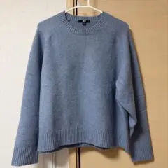 UNIQLO スフレヤーンクルーネックセーター　ライトブルー