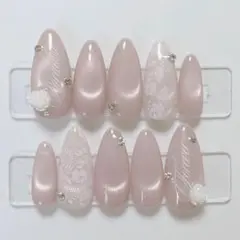ネイルチップ ワンホン シルク 薔薇 ビジュー - メルカリ