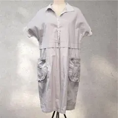 【カミノ】40サイズ/シャツワンピース/グレー/パッチポケット/半袖