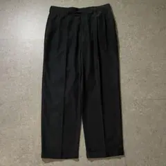 90sROUNDTREE & YORKEワイドスラックス2タック細畝W35グレー