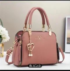 ピンク ハンドバッグ ショルダーバッグ 大人可愛い ストラップ付き
