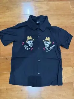 子供服 RAD CUSTOM ブラック スカルシャツ 120センチ