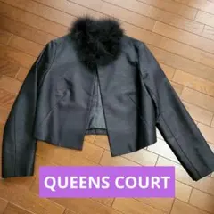 上品！クイーンズコート　ファー付きノーカラージャケットのサムネイル