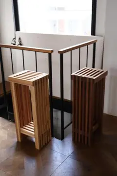 【未来工房】ハンドメイド　ディスプレイ台サイドテーブル　DY-78 ブラウン