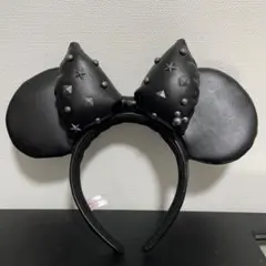 東京ディズニーリゾート限定　カチューシャ　ミニー レザー スタッズ ブラック