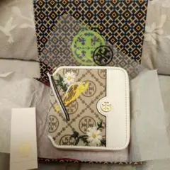 新品未使用 希少 トリバーチ財布 お花 鳥刺繍