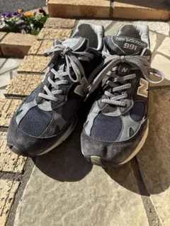 New Balance 991 グレー/ネイビー スニーカー