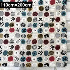 綿麻生地 花柄 蝶々 生成 110cm×200cm