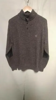 チャップスラルフローレン前刺繍ハーフボタンコットンセーターひじ当て付き美品M