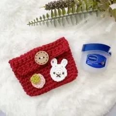 いちごとうさぎのミニポーチ