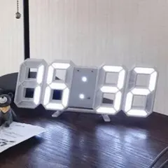 時計 置時計 デジタル時計 卓上時計LED ホワイト