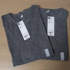 ソフトシアー　クルーネック　GU グレー 長袖Tシャツ Lサイズ 2枚セット