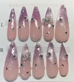 ネイルチップ パープル 紫 マグネット ワンホン 韓国 ラメ ギャル 現品限り