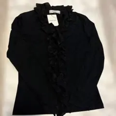 INDIVI フリル付き黒長袖シャツ　36 S