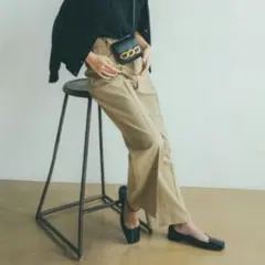 Mila Owen センタープレスタックワイドパンツ ベージュ