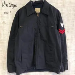 70s ユーティリティジャケット　デッキジャケット　ヴィンテージ　海軍　L 刺繍