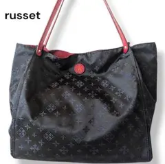 綺麗★russet　ラシット　ハンドバッグ　トート　ナイロン　ネイビー　百合柄