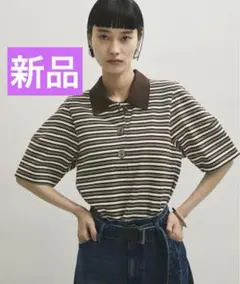 ADAM ET ROPE' アダムエロペ コクーンスリーブ ポロシャツ 半袖 茶